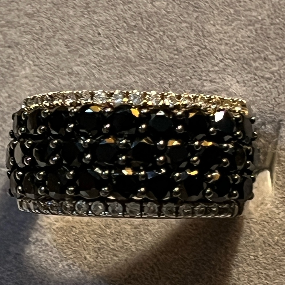 Black Spinel band ring 925 Sterling Silver